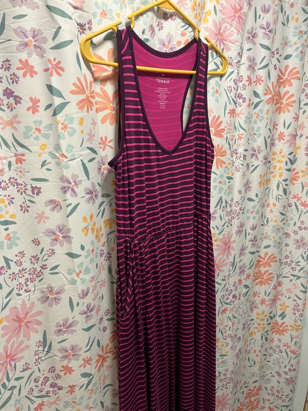 torrid Sleeveless Striped Maxi Dress in Magenta & Black - Picture 3 of 6